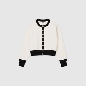 NWT Sandro Black and White Cardigan Sweater with Gold Buttons